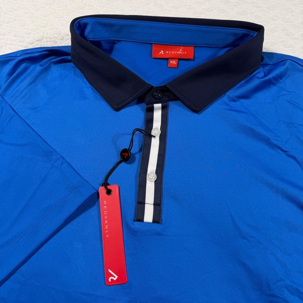 REDVANLY Men‎ XXL Marine Blue Athletic Luxury Polo Shirt PUREpoly New